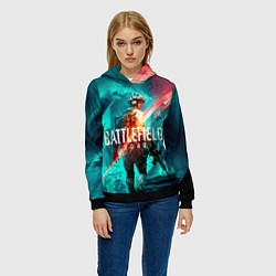 Толстовка-худи женская Battlefield 2042 игровой арт, цвет: 3D-черный — фото 2