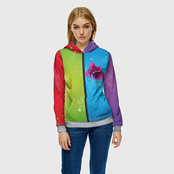 Толстовка-худи женская Цветное рождество Snowflake, цвет: 3D-меланж — фото 2