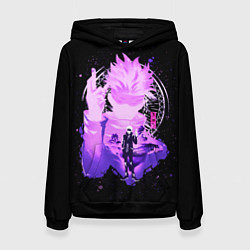 Толстовка-худи женская Магическая битва: Сатору Годжо, цвет: 3D-черный