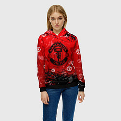 Толстовка-худи женская Manchester United: Возвращения Ronaldo, цвет: 3D-черный — фото 2