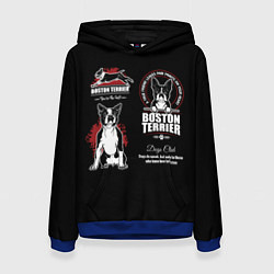 Толстовка-худи женская Бостон-Терьер Boston Terrier, цвет: 3D-синий