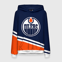 Толстовка-худи женская Edmonton Oilers Эдмонтон Ойлерз, цвет: 3D-белый