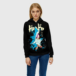 Толстовка-худи женская DOROHEDORO: Эбису в костюме акулы, цвет: 3D-черный — фото 2