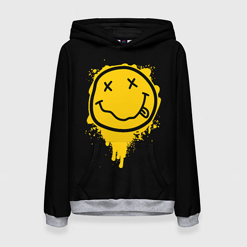 Женская толстовка NIRVANA LOGO SMILE, БРЫЗГИ КРАСОК / 3D-Меланж – фото 1