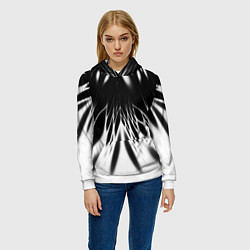 Толстовка-худи женская Белый и черный - коллекция Лучи - Хуф и Ся, цвет: 3D-белый — фото 2