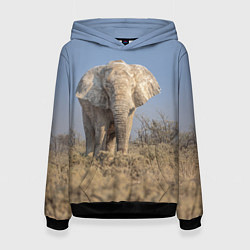 Толстовка-худи женская Африканский белый слон, цвет: 3D-черный