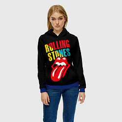 Толстовка-худи женская Роллинг Стоунз Rolling Stones, цвет: 3D-синий — фото 2