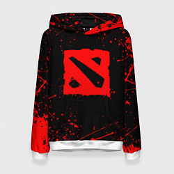 Толстовка-худи женская DOTA 2 БРЫЗГИ КРАСОК ДОТА 2 ЛОГО, цвет: 3D-белый