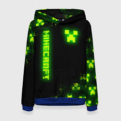 Толстовка-худи женская MINECRAFT NEON LOGO CREEPER, цвет: 3D-синий