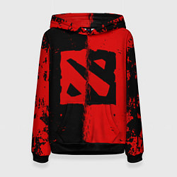 Толстовка-худи женская DOTA 2 БРЫЗГИ КРАСОК, КРАСНО ЧЁРНЫЙ ЛОГО, цвет: 3D-черный