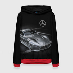 Толстовка-худи женская Mercedes-Benz motorsport black, цвет: 3D-красный