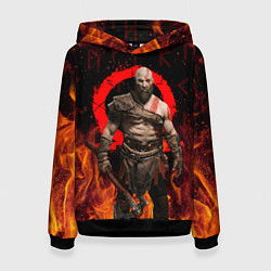 Толстовка-худи женская GOD OF WAR РАГНАРЁК, КРАТОС В ОГНЕ, цвет: 3D-черный