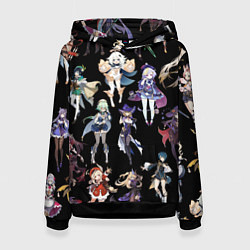 Толстовка-худи женская GENSHIN IMPACT ПЕРСОНАЖИ ИГРЫ HEROES, цвет: 3D-черный