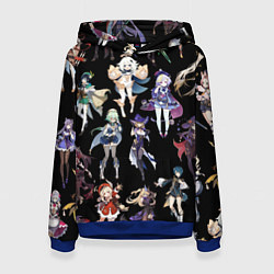 Толстовка-худи женская GENSHIN IMPACT ПЕРСОНАЖИ ИГРЫ HEROES, цвет: 3D-синий