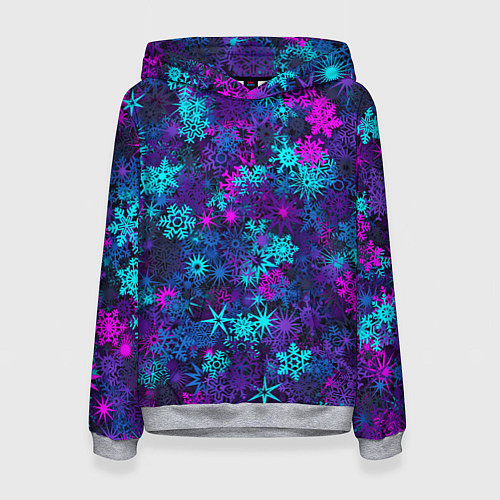 Женская толстовка Неоновые снежинки / 3D-Меланж – фото 1