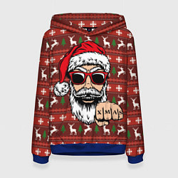 Толстовка-худи женская Bad Santa Плохой Санта, цвет: 3D-синий