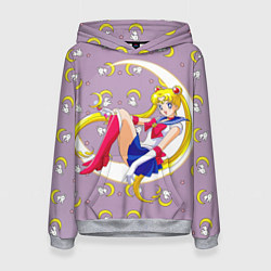 Толстовка-худи женская Sailor Moon Usagi, цвет: 3D-меланж