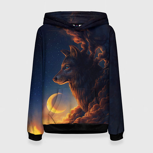 Женская толстовка Ночной Волк Night Wolf / 3D-Черный – фото 1