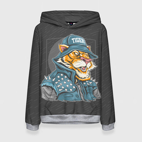 Женская толстовка Крутой тигр cool tiger / 3D-Меланж – фото 1