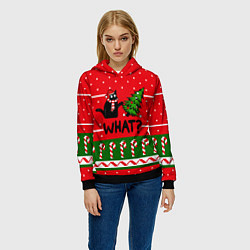 Толстовка-худи женская WHAT КОТИК CAT, цвет: 3D-черный — фото 2