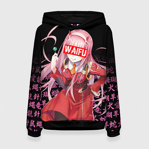 Женская толстовка 02, ZERO TWO, DARLING IN THE FRANXX / 3D-Черный – фото 1
