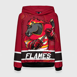Толстовка-худи женская Калгари Флэймз, Calgary Flames, цвет: 3D-черный