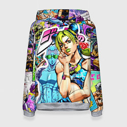 Толстовка-худи женская JoJos Bizarre Adventure - Джолин Кудзё, цвет: 3D-меланж