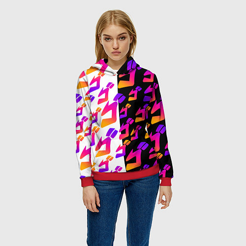 Женская толстовка JOJO BIZARRE ADVENTURE ДЖО ДЖО УЗОР / 3D-Красный – фото 3