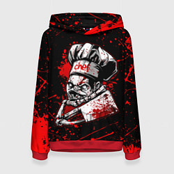 Толстовка-худи женская DOTA 2 PUDGE, БРЫЗГИ КРАСОК, цвет: 3D-красный