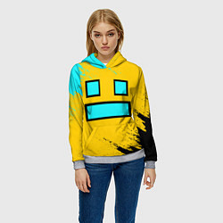 Толстовка-худи женская GEOMETRY DASH SMILE БРЫЗГИ КРАСОК, цвет: 3D-меланж — фото 2