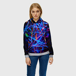 Толстовка-худи женская NEON LINES Glowing Lines Effect, цвет: 3D-меланж — фото 2