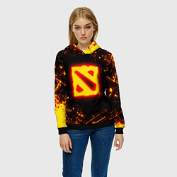 Толстовка-худи женская DOTA 2 FIRE LOGO ДОТА 2 ОГНЕННЫЙ ЛОГО, цвет: 3D-черный — фото 2