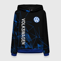 Толстовка-худи женская Volkswagen, Фольцваген Геометрия, цвет: 3D-синий