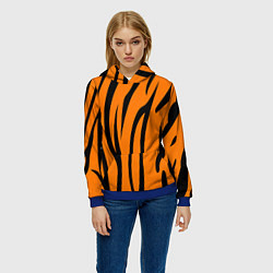 Толстовка-худи женская Текстура тиграtiger, цвет: 3D-синий — фото 2