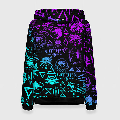 Женская толстовка ВЕДЬМАК ЛОГОБОМБИНГ НЕОН / 3D-Черный – фото 1