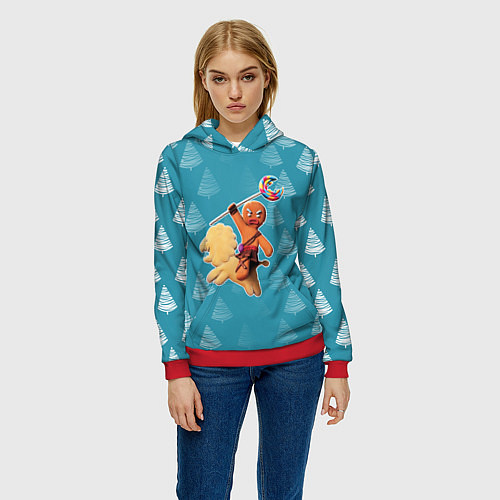 Женская толстовка Шрек: Пряник на коне / 3D-Красный – фото 3