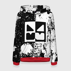 Толстовка-худи женская GEOMETRY DASH BLACK & WHITE SMILE, цвет: 3D-красный