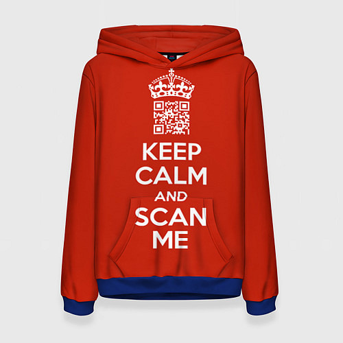 Женская толстовка Keep calm and scan me: fuck off / 3D-Синий – фото 1