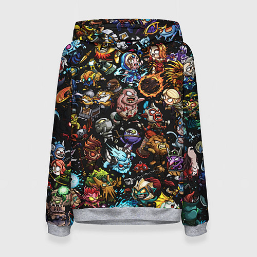 Женская толстовка DOTA 2 ВСЕ ПЕРСОНАЖИ В ЦВЕТЕ / 3D-Меланж – фото 1