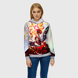 Толстовка-худи женская Кли с крыльями при взрыве Genshin Impact, цвет: 3D-меланж — фото 2