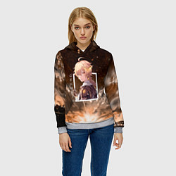 Толстовка-худи женская Итэр Aether, Genshin Impact Геншин импакт, цвет: 3D-меланж — фото 2