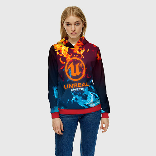 Женская толстовка Unreal Огонь / 3D-Красный – фото 3