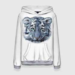 Толстовка-худи женская Взгляд белого тигра, цвет: 3D-меланж