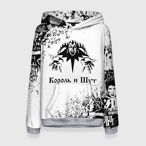 Женская толстовка КОРОЛЬ И ШУТ ЧЁРНО БЕЛЫЙ / 3D-Меланж – фото 1
