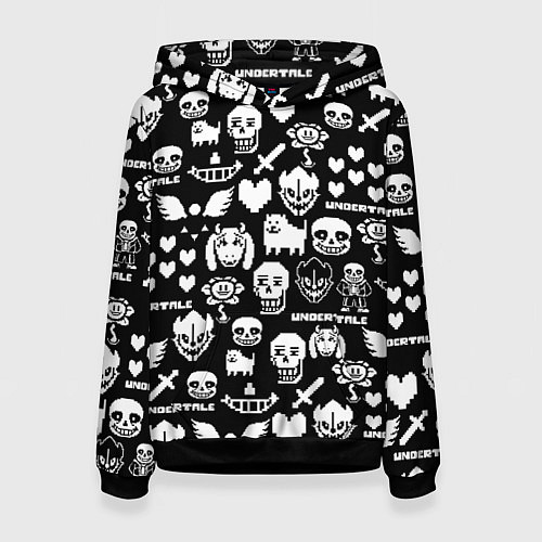 Женская толстовка UNDERTALE PATTERN БЕЛЫЙ / 3D-Черный – фото 1