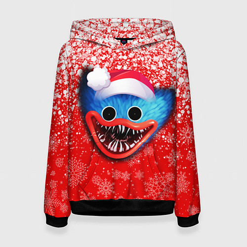 Женская толстовка POPPY PLAYTIME ХАГИ ВАГИ НОВОГОДНИЙ, СНЕЖИНКИ / 3D-Черный – фото 1