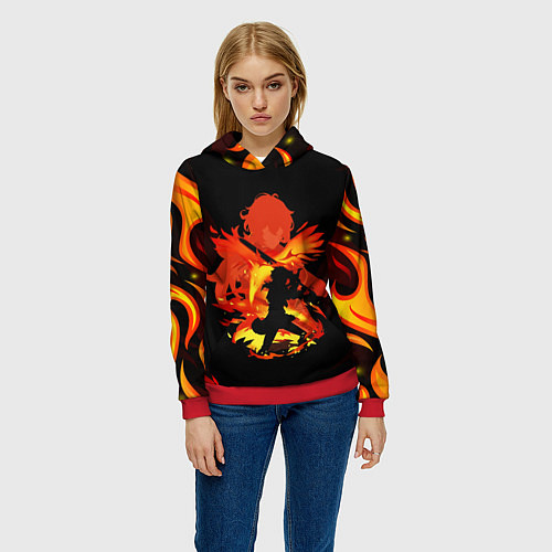 Женская толстовка DILUC FIRE GENSHIN IMPACT НА СПИНЕ / 3D-Красный – фото 3