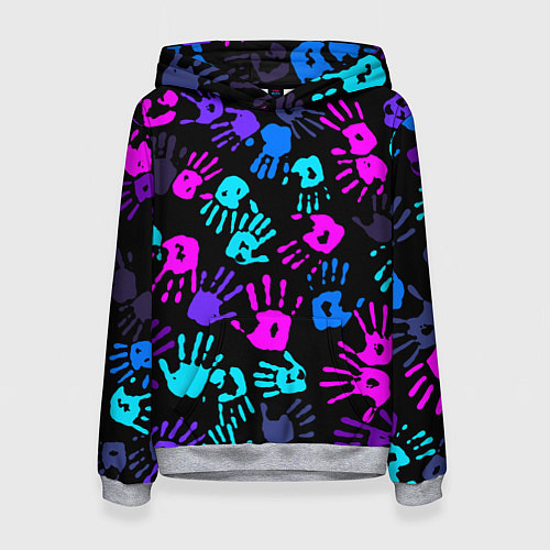 Женская толстовка Следы неоновых рук / 3D-Меланж – фото 1