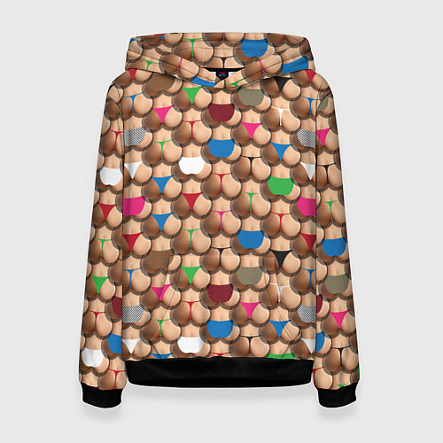 Женская толстовка Попки / 3D-Черный – фото 1