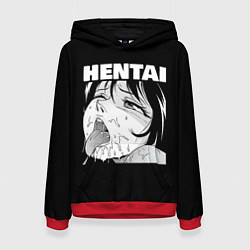 Толстовка-худи женская HENTAI девочка ahegao, цвет: 3D-красный